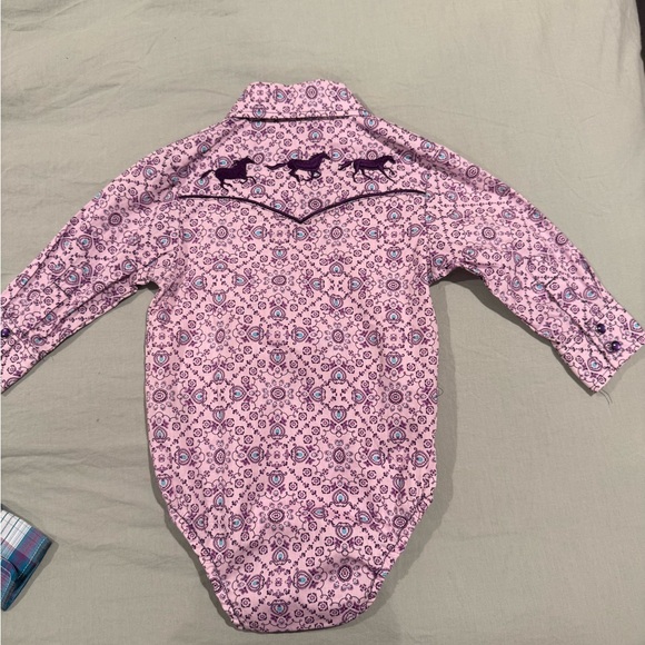 Rock & Roll Cowgirl Pink Floral Baby Onesie - Picture 2 of 3